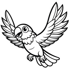 bird coloring page, outline, silhouette, vector