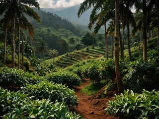 Fototapeta premium Coffee plantation in Honduran mountains.