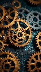 Cogs and gears with a sparkly effect.