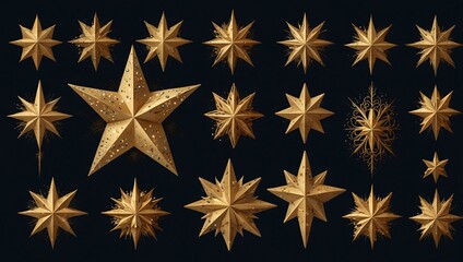 Collection of holiday stars for greeting card designs.