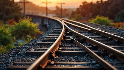 Fototapeta premium Colorful abstract train track with bright background.