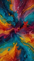 Colorful abstract texture with moving acrylic paint.