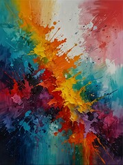 Fototapeta premium Colorful acrylic painting with textured details.