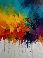 Fototapeta premium Colorful acrylic painting with textured details.