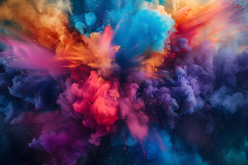 Dynamic Burst of Colorful Paint Spray in Mid-Air: A Vivid and Abstract Representation of Artistic Expression