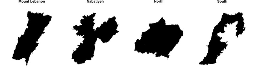 Mount Lebanon, Nabatiyeh, North, South outline maps