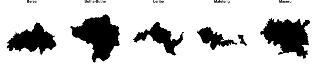 Berea, Butha-Buthe, Leribe, Mafeteng, Maseru outline maps