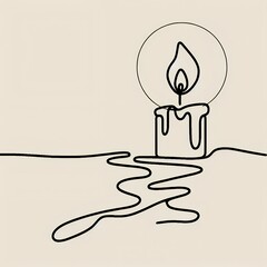 Burning candle with melted wax