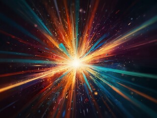 Naklejka premium Colorful explosion of light and abstract shapes.