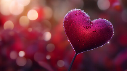 pink heart with pink blur background.ai generative