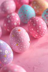 Fototapeta premium easter eggs happy easter pink background Generative AI