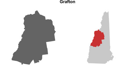 Grafton County (New Hamshire) blank outline map set