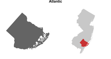 Atlantic County (New Jersey) blank outline map set © David Zydd