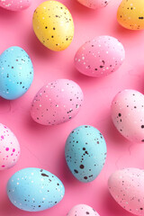 Fototapeta premium easter eggs happy easter pink background Generative AI