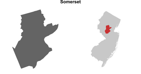 Somerset County (New Jersey) blank outline map set