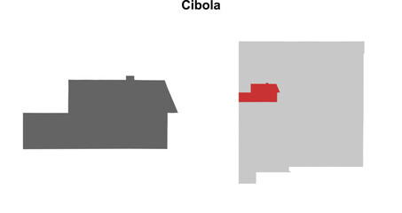 Cibola County (New Mexico) blank outline map set