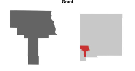 Grant County (New Mexico) blank outline map set