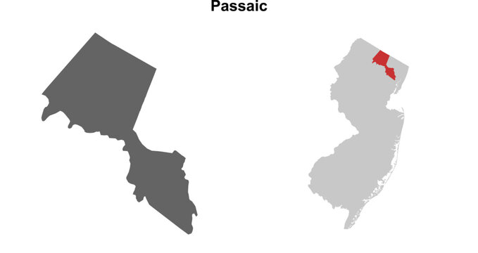 Passaic County (New Jersey) blank outline map set