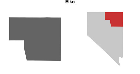 Elko County (Nevada) blank outline map set