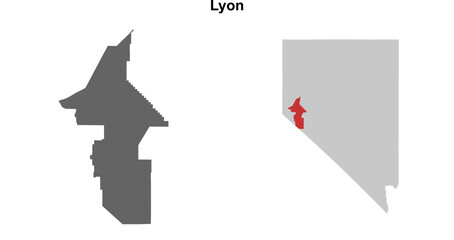 Lyon County (Nevada) blank outline map set