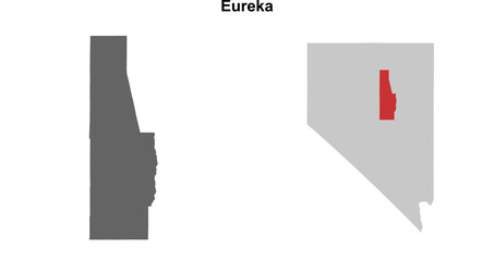 Eureka County (Nevada) blank outline map set