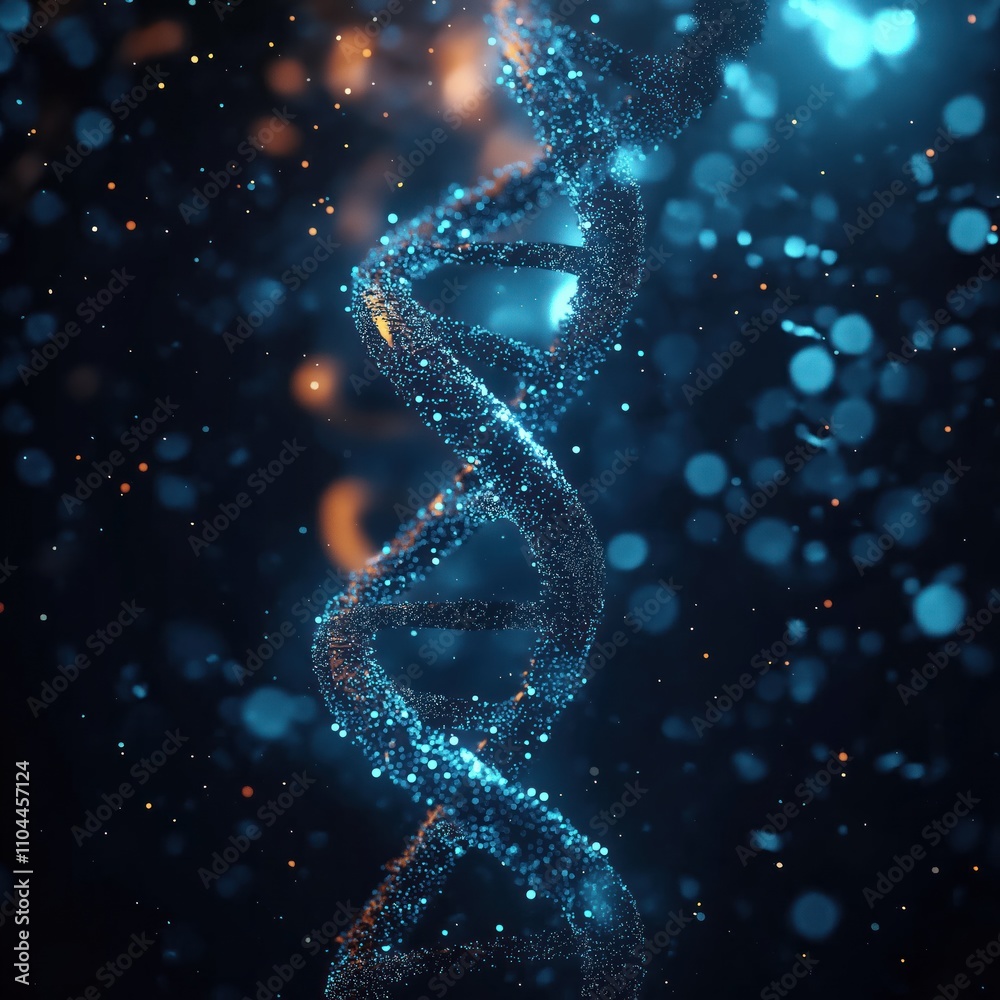 Poster dna helix structure. biotechnological science concept. molecule. 3d rendering. futuristic illustrati