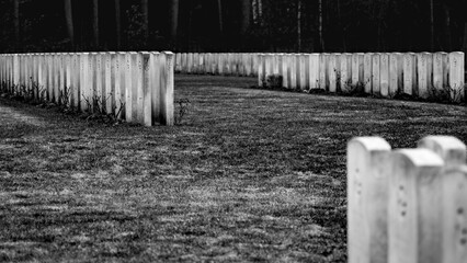 Soldatenfriedhof in Berlin, monochrom