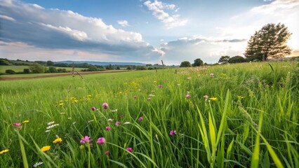 Fototapeta premium Lush green grass meadow background 