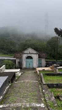 Paranapiacaba cemetery with fog