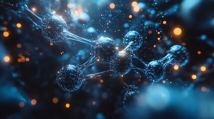 A close up of an isolated carbon molecule structure background