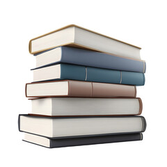 Fototapeta premium Visually appealing composition of colorful books stacked on a transparent background, evoking themes of reading, learning, and knowledge