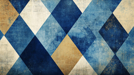 Abstract Blue  Beige  White Diamond Pattern Texture Background