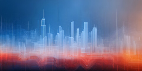 Fototapeta premium Minimalist graphic illustration of city and building Outlines 