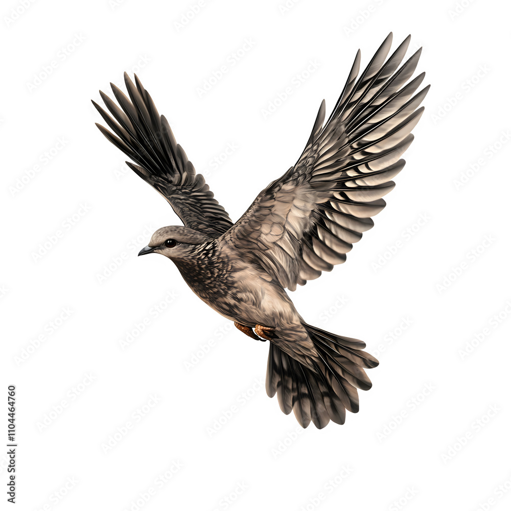 Poster graceful bird in realistic illustration soaring with outstretched wings against a transparent backgr