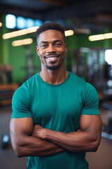Fototapeta premium afro american man in the gym Generative AI