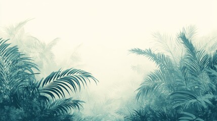 Naklejka premium Top-Down View Teal Palm Fronds Abstract Composition, Textured Background, Tropical Paradise Concept Tropical, Abstract, Palm Leaves