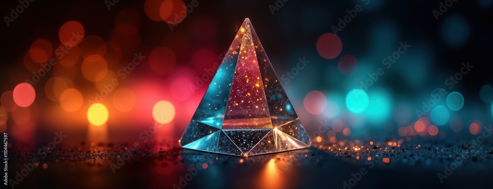 Aufkleber colorful light refracts through crystal prism. abstract blurred lens flare bokeh creates vibrant col