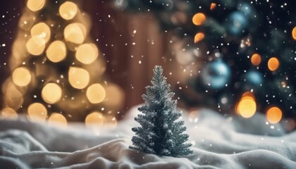 Christmas Background With Snowflakes And Christmas Tree