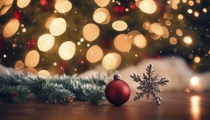 Christmas Background With Snowflakes And Christmas Tree