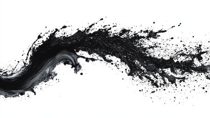 Black Ink Splash Abstract Monochrome Flow, Dynamic Composition, High-Resolution Image, Fluid Art Abstract Art, Ink Painting, Monochrome Photography