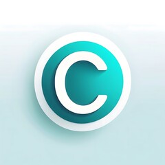 Fototapeta premium letter C teal icon logo for UI UX button and app interface design