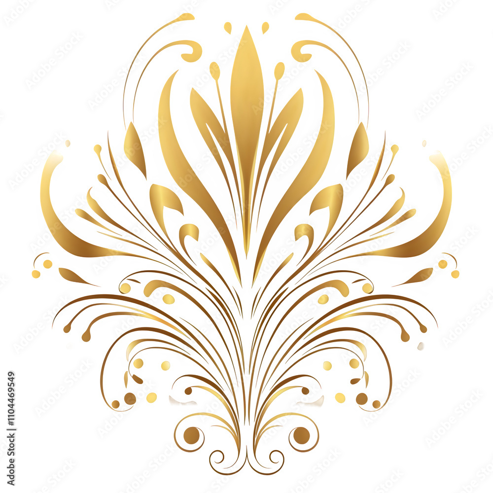 Aufkleber exquisite golden floral design with intricate details, perfect for adding a touch of luxury and soph