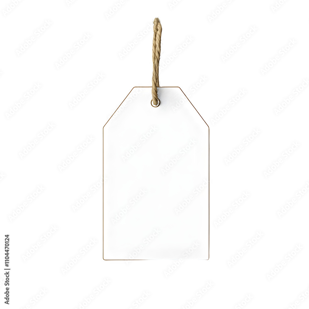 Aufkleber blank white price tag with string on transparent background, perfect for personalization