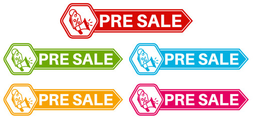 set banner pre sale icon.  special sales tag sign symbol labels design vector illustration	
