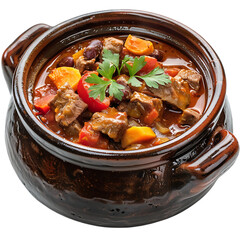 goulash food Beef Stew Recipe with Potatoes & Peppers isolated on transparent background