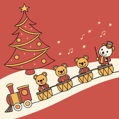 March of Joy A Whimsical Parade of Cheerful Toys Illustrator Artwork