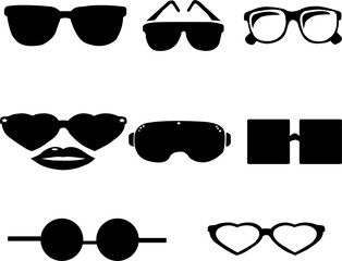 Sunglasses Silhouette - Black Glasses Cut Out Vector Icon, winter, eye, market, sunsunglasses silhouette - black glasses cut out vector, winter, eye, market, sun, eyeglasses, eyewear, illustration, su