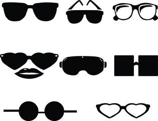 Sunglasses Silhouette - Black Glasses Cut Out Vector Icon, winter, eye, market, sunsunglasses silhouette - black glasses cut out vector, winter, eye, market, sun, eyeglasses, eyewear, illustration, su