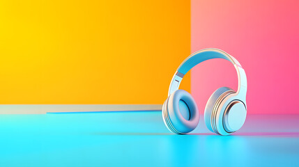 Vibrant Headphone Design Showcasing Colorful Background Art and Modern Aesthetics