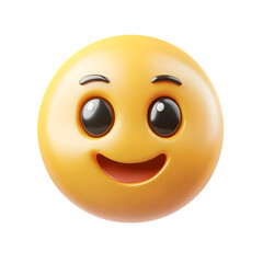 Fototapeta premium Vibrant yellow emoji exuding happiness and joy, placed on a transparent backdrop. Ideal for bringing a cheerful vibe to your digital creations and online interactions